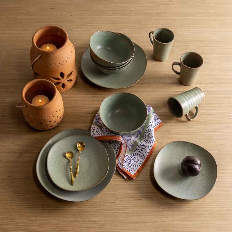 Terra Green Stone Bowls, Set of 4, 6